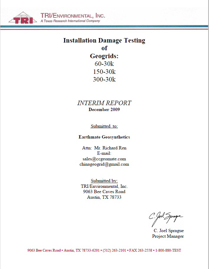 WALLSTRAIN Installation Damage Testing Report | TRI,U.S.A
