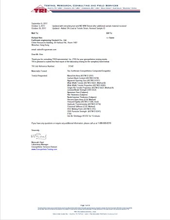 Asphaltrac & VIGORTEX Asphalt Geocomposite Testing Reports | TRI,U.S.A